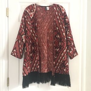 Tribal Print Fringe Sweater